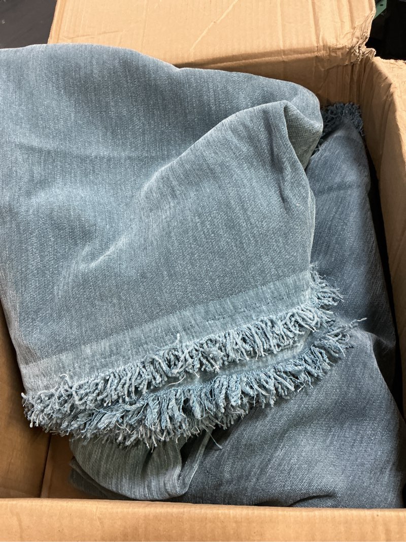 Condition photo showing As Is for spour solid colour chenille throws for sofa, anti-cat scratchr sofa throw washable sofa cover 4 seaters sofa protector living room decoration sofa throw blanket(blue, 180x380cm)