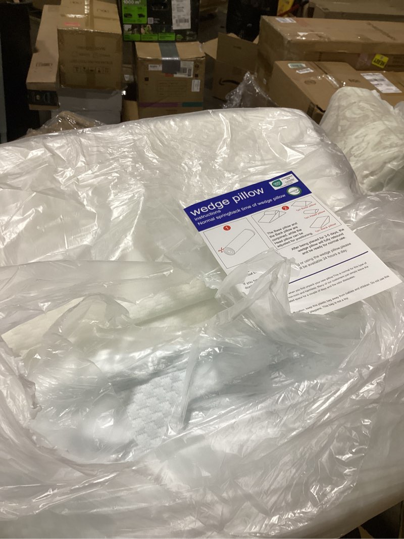 Condition photo showing As Is for (similar to )tanyoo bed wedge pillow for sleep apnea 7.5inch gerd pillow patent dual layer triangle pillow adjustable shredded memory foam topper soft support ideal for acid reflux, after surgery, snoring 24x24x7.5 inch