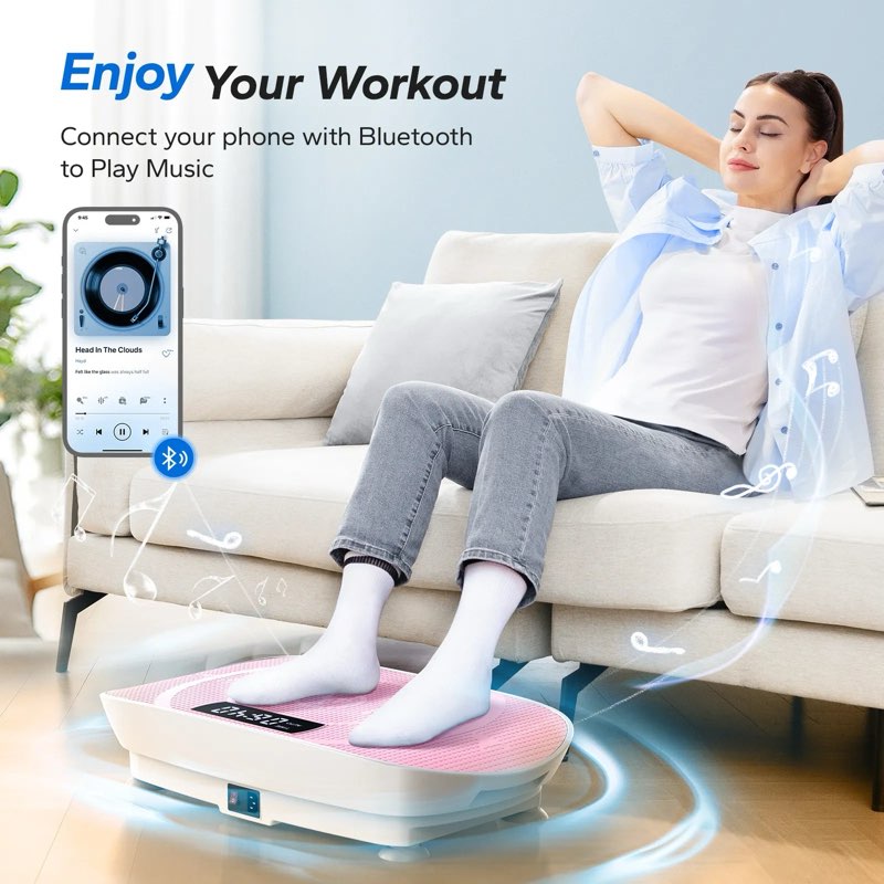 MERACH Vibration Plate Exercise Machine, Vibration Plate for Lymphatic Drainage Weight Loss, Vibrating Plate Exercise Machine with Bluetooth and LED Display, Workout Equipment for Women Men Home
