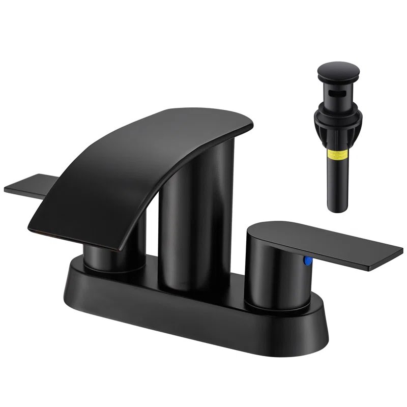 Matte Black FRANSITON Centerset 2-handle Bathroom Faucet with Drain Assembly (Part number: 5151-MB) similar