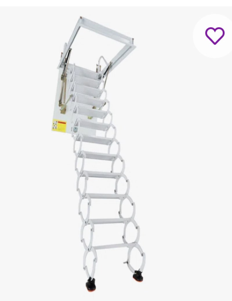 12 steps pull down folding attic stairs ceiling mounted with pull rod 661lb
