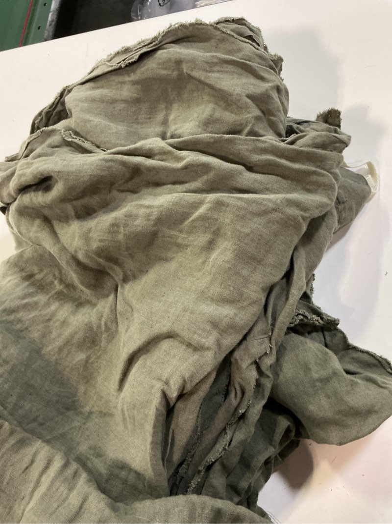 Condition photo showing Good Condition for quince european linen double flange duvet cover set full/queen dusty  olive 