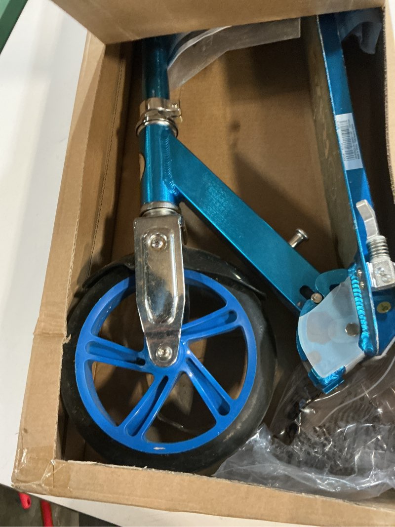 Condition photo showing As Is for razor a5 lux kick scooter for kids ages 8+ - 8" urethane wheels, anodized finish featuring bold colors and graphics, for riders up to 220 lbs blue scooter