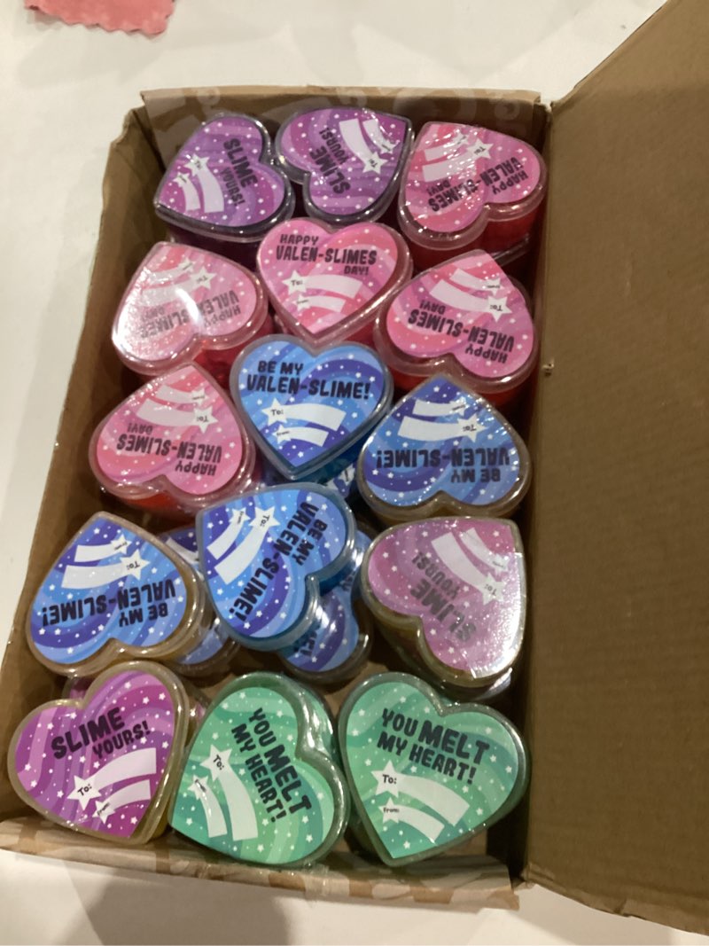 Condition photo showing Good Condition for JOYIN 30 PCS Valentines Day Clear Slime Hearts for Kids Classroom Exchange Prizes, Valentine Party Favors, Gift Exchange fresh