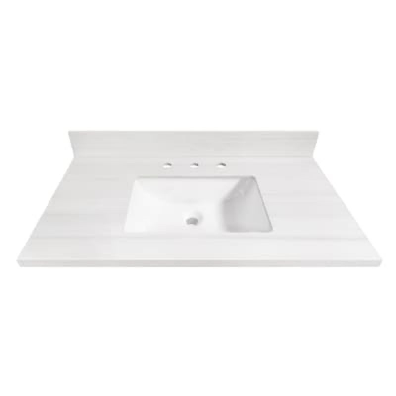 allen + roth dolomiti bianco 37-in x 22-in white sintered stone undermount single sink