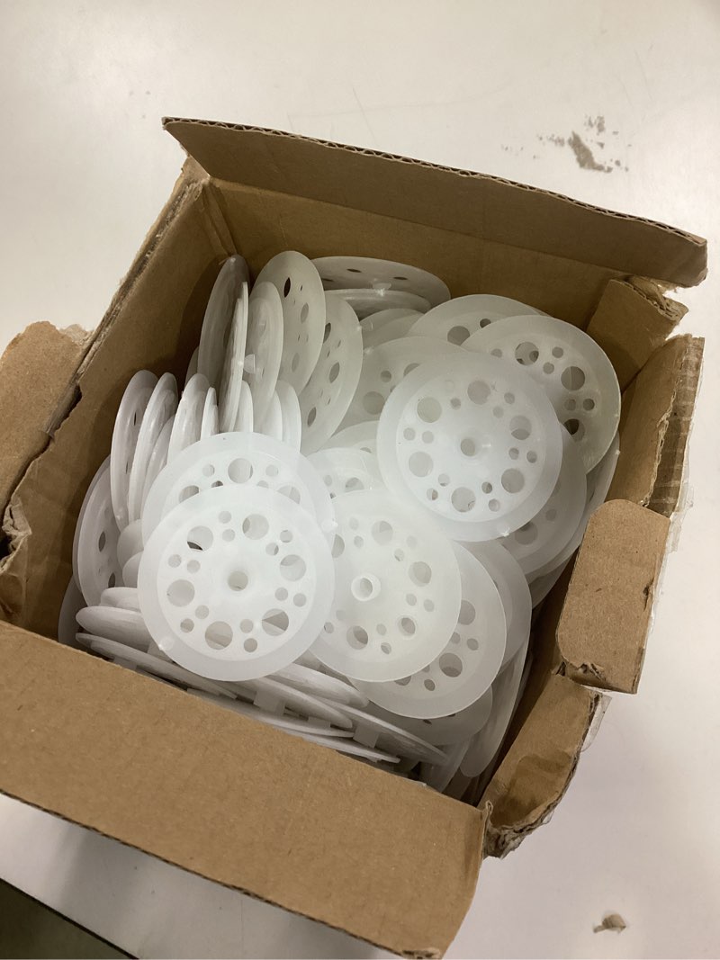 Condition photo showing Good Condition for Taiyin 500 Pcs 1.77 Inch/ 45 mm Plastic Washers Foam Board Insulation Load Spreading Polypropylene Washers for Fixing and Supporting Rigid Foam Spreading for Screws Nail