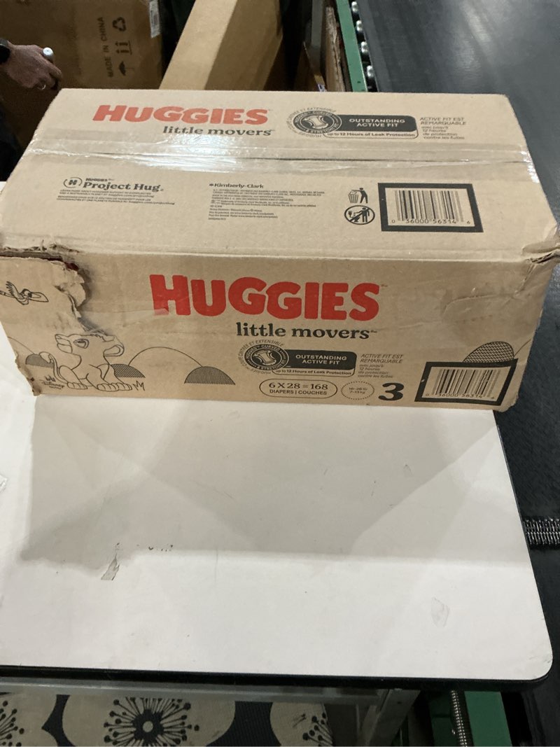 Condition photo showing New/Like New for Huggies Size 3 Diapers, Little Movers Baby Diapers, Size 3 (16-28 lbs), 168 Count (6 Packs of 28), Packaging May Vary
