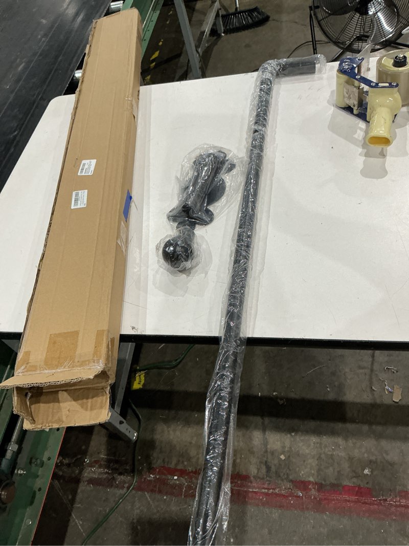 Condition photo showing Good Condition for swing arm curtain rod, black, 47'' long, 1.1'' diameter pole, rotate about 180 degrees, detachable ball finial, 1 piece 47 inches long black