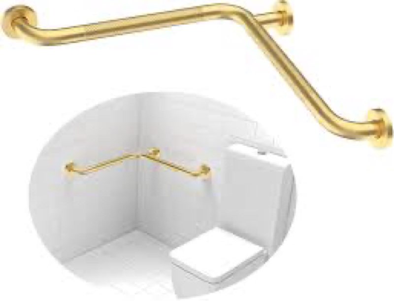 4 Pack Angled Grab Bar 16x16 Inch, YuanDe L-Shaped Shower Grab Bar w/Anti-Slip Knurled Grip, Stainle