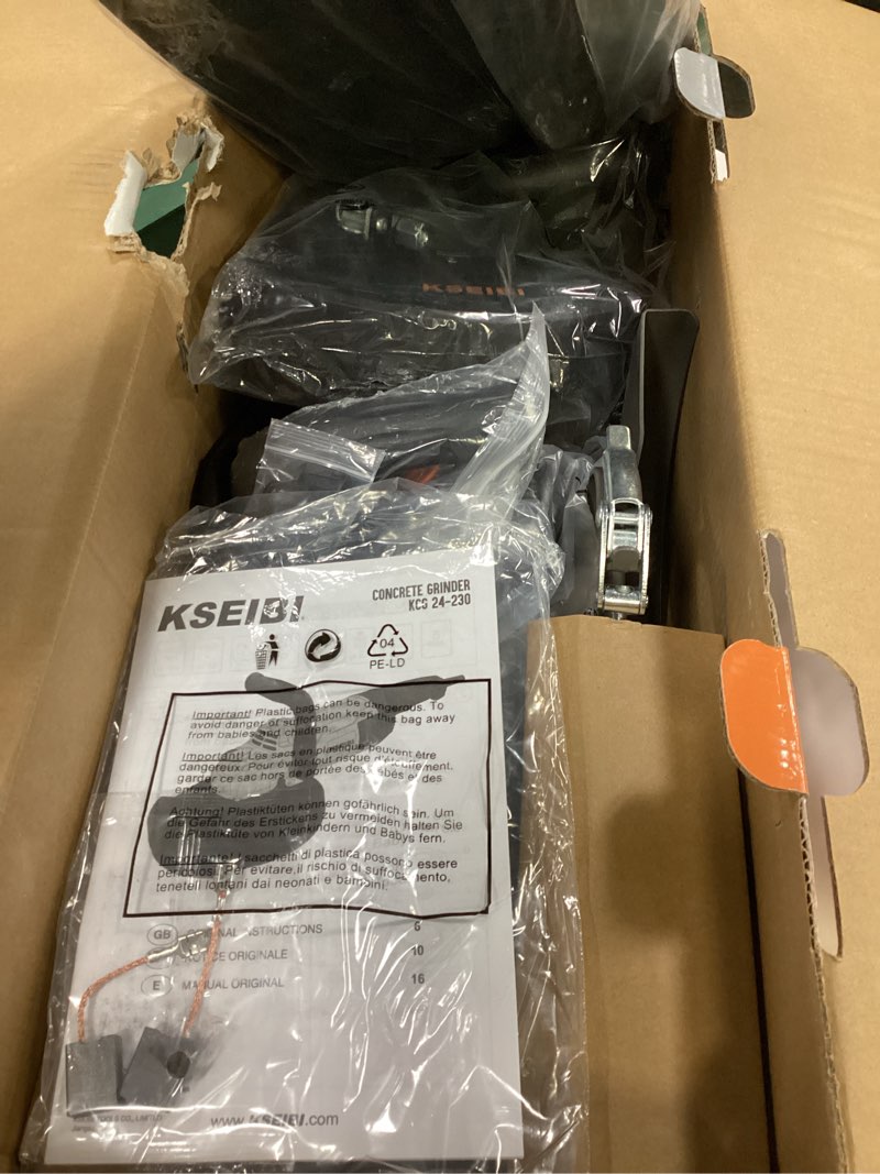 Condition photo showing Good Condition for KSEIBI 711985 Concrete Grinder 7 Inch - Angle Grinder Kit with Dust Extraction Shroud, 2400W 15A Motor, 6000RPM, Includes Auxiliary Handles & 9 Inch Protective Guard, Diamond Cup Wheel, Carrying Bag 15Amps Grinder