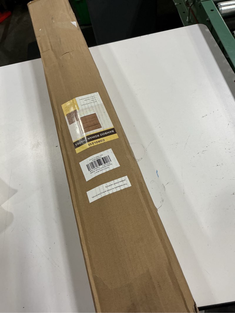 Condition photo showing New/Like New for cordless bamboo roman shades for windows, blinds size (34" w ×64" h) colour (highfield teak) ?room darkening?highfield teak 34" w × 64" h