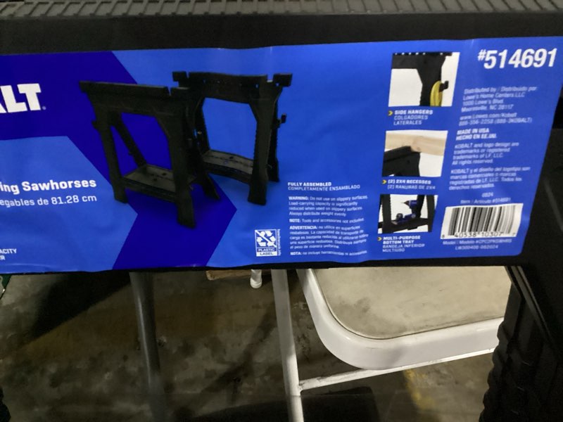 Condition photo showing Good Condition for kobalt 2-pack 27-in w x 32-in h plastic saw horse (1000-lb capacity)