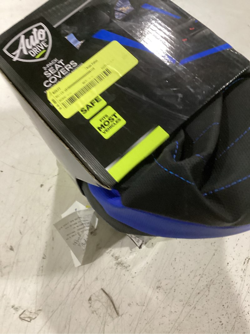 Condition photo showing Good Condition for auto drive 2-piece black-blue marlo seat covers