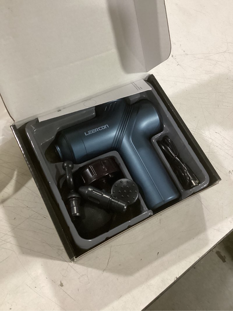 Condition photo showing Good Condition for leercon massage gun with heat, deep tissue back massager for pain relief, mini muscle percussion massage gun, birthday gifts for men women dad home, office & travel, blue a-blue-5 heads(with 1 heat head)