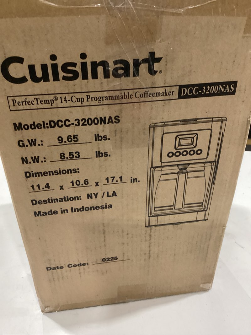 Condition photo showing New/Like New for Cuisinart 14-Cup Coffee Maker, Programmable PerfecTemp Glass Carafe Coffee Machine with 1-4 Cup Setting, Brew Strength Control and Pause, Stainless Steel, DCC-3200NAS 14-Cup Glass Stainless Steel