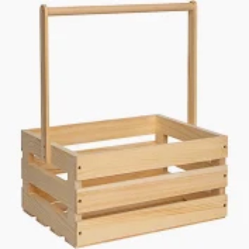 FORBRADS 1 pack Wooden Crate With Hangers,Wood Baby Gift Crates,Wooden Crates For Storage With Handl
