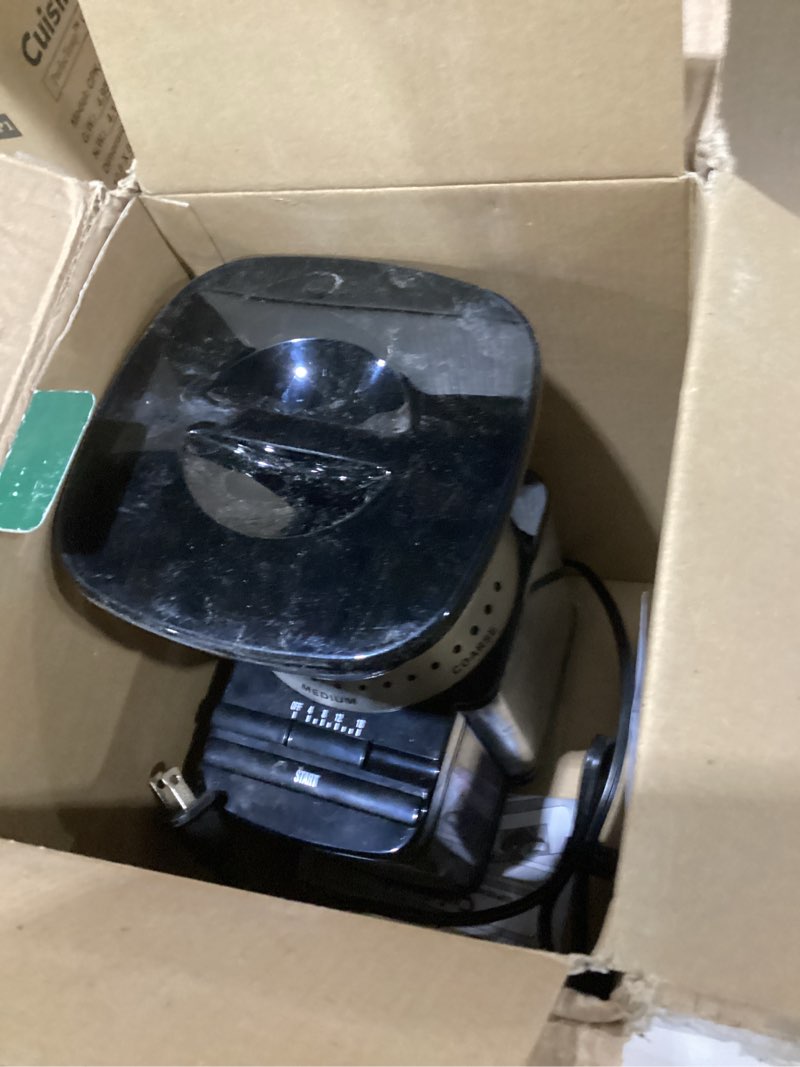Condition photo showing item condition for cuisinart coffee grinder, electric one-touch automatic burr coffee grinder with 18-position grind selector, cup size selector for 4 – 18 cups, dbm-8p1, black stainless burr mill stainless steel