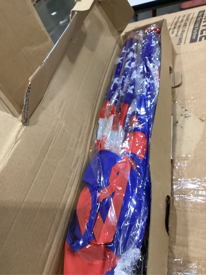 Condition photo showing Good Condition for 2pcs giant patriotic hot air balloon wind spinners 14" w x 59" h large american whirligig wind spinner hanging ornaments for memorial day july of 4th yard garden lawn outdoor decorations
