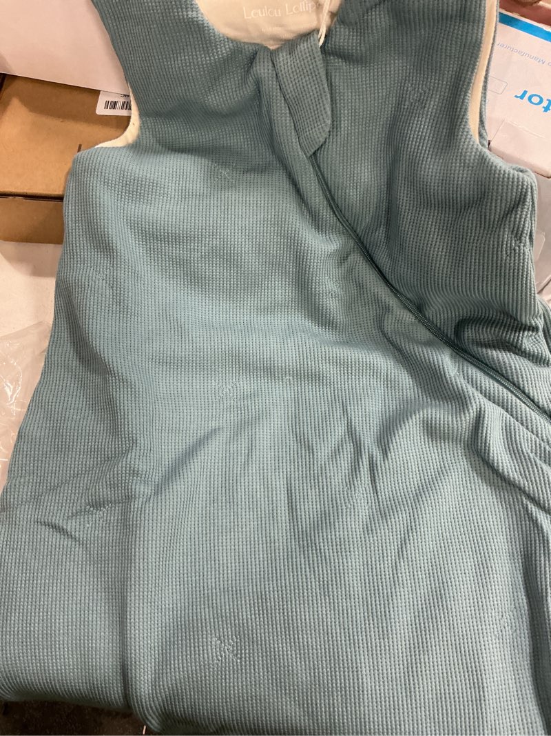 Condition photo showing New/Like New for (( size 6-18 m))loulou lollipop tencel lyocell wearable baby blanket sleeping bag, unisex infant toddler, 1.0 tog, 2-way zipper sleepsack smoke blue