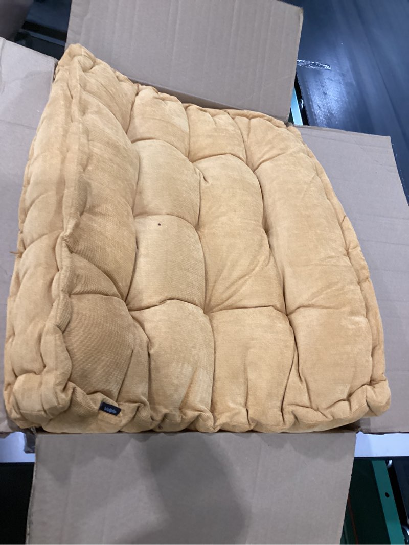 Condition photo showing Good Condition for verpert floor pillow 25x25 inch, square meditation cushion floor seating for adults, oversized tufted seat cushion reading nook for kids, yoga meditation pillow for sitting on floor (yellow)