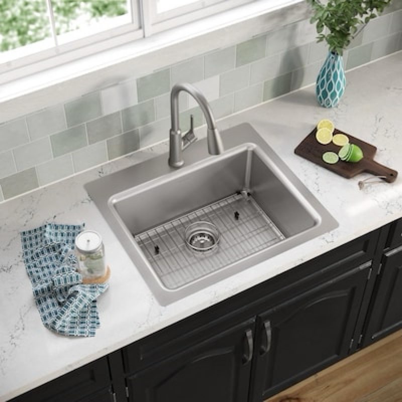 elkay greenwood drop-in or undermount 25-in x 22-in stainless steel single bowl 18 -gauge kitchen sink