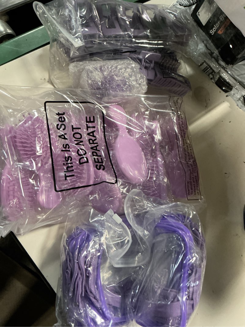 Condition photo showing New/Like New for abbylike 48 pcs spa party favors bulk for women girls purple beauty self care gift set with makeup bag mirror hair brush and clips bridal shower birthday party favors supplies beauty stocking stuffers purple 48