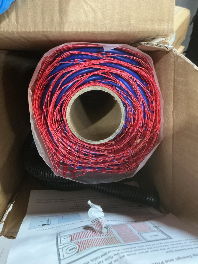 Condition photo showing Good Condition for Electric Radiant Floor Heating System, 30 Sq.ft Electric Heated Floor Mats for Bathroom, Includes Programmable Thermostat, Heat Mat, Installation Monitor, and Temperature Sensors ?red 30 sq.ft