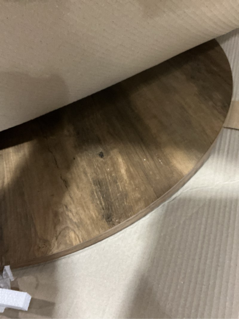 Condition photo showing Good Condition for VASAGLE MAEZO Collection - Round Coffee Table, 2-Tier Center Table with Storage, Tapered Legs, Curved Transitions, 31.5 Dia. x 17.7 H Inches, Easy Assembly, for Living Room, Honey Brown ULCT243K41