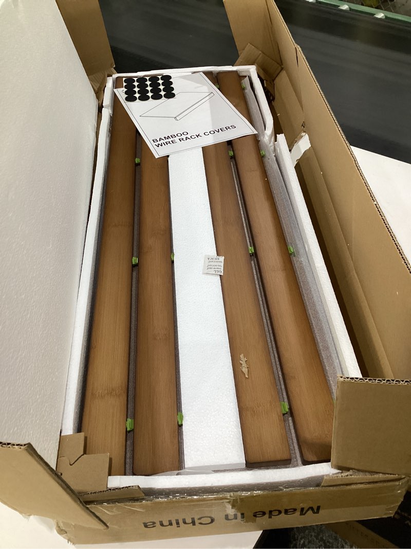 Condition photo showing Good Condition for Wire Shelf Covers, Bamboo Wire Rack Covers for Pantry, Closet (4pcs, 36" W x 12" D) 36"W x 12"D 4