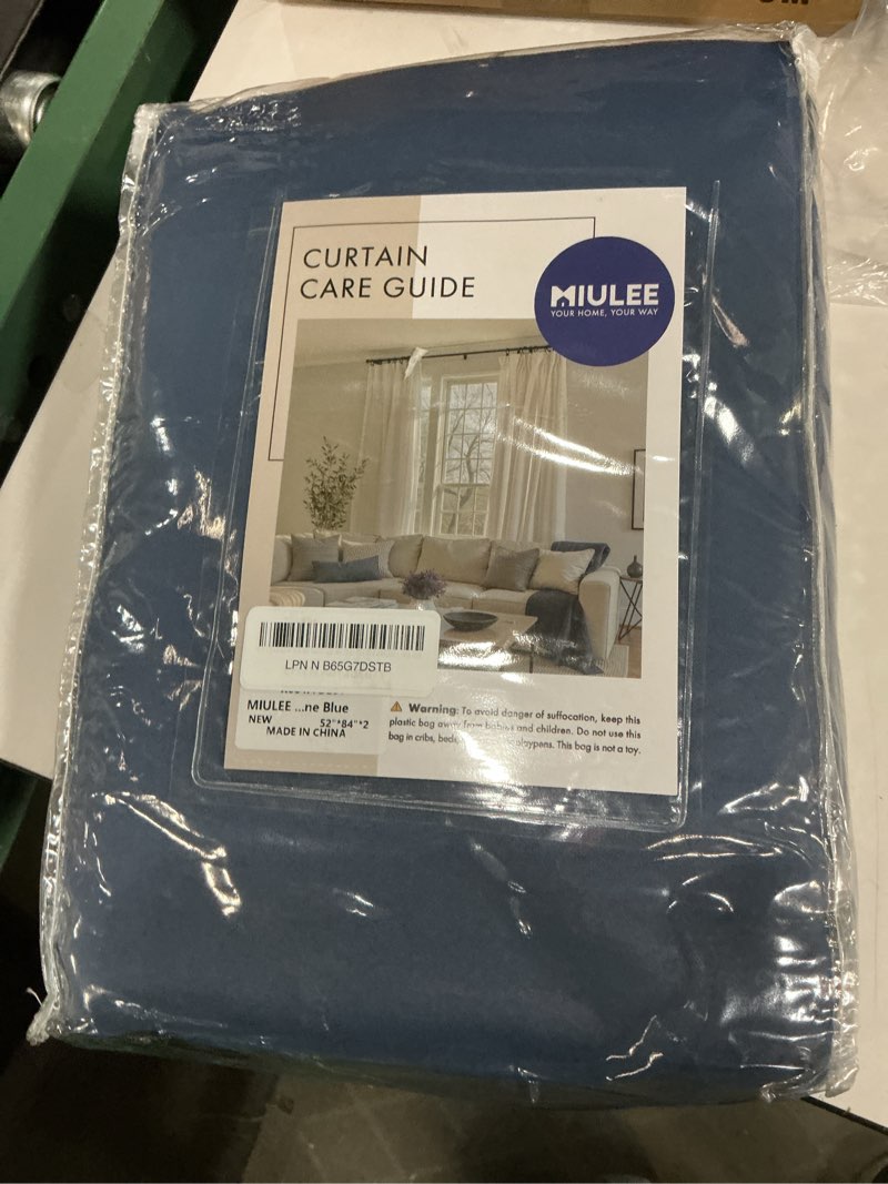 Condition photo showing Good Condition for miulee blackout room darkening curtains thermal insulated black out drapes solid window treatment grommet light blocking curtain for living room bedroom 2 panels set 52 x 84 inch length stone blue stone blue 52"w x 84"l (pack of 2)