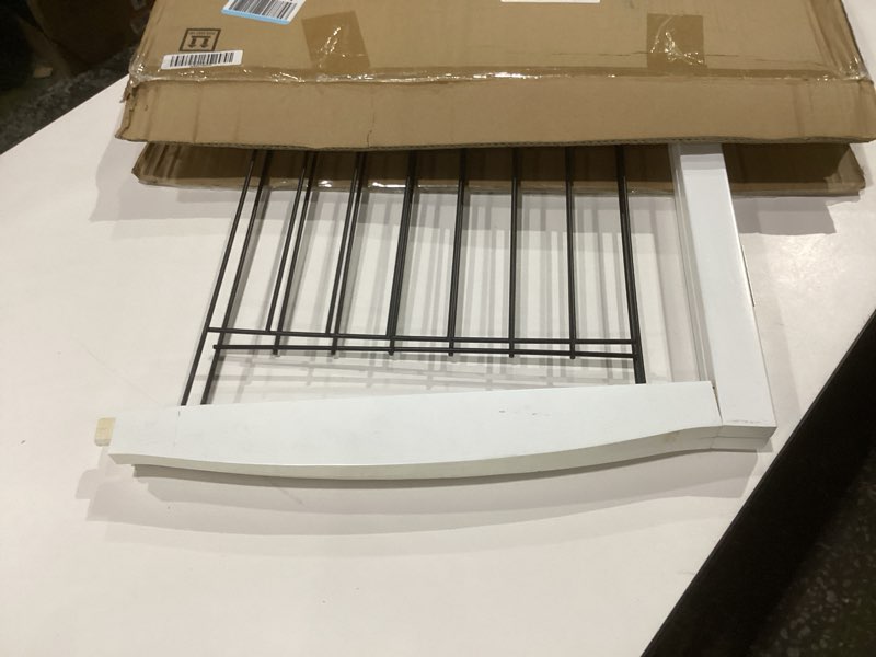 Condition photo showing Good Condition for No Pawblems Free Standing Dog Gate with Door, 30'' Tall Foldable Dog Fence for Indoor & Outdoor, Up to 78 Inch Extra Wide Puppy Gate for Stairs, Hallways, Doorways, Deck, Yard (Black, 3 Panels) Black Up to 78\" W, 3 Panels, AS IS