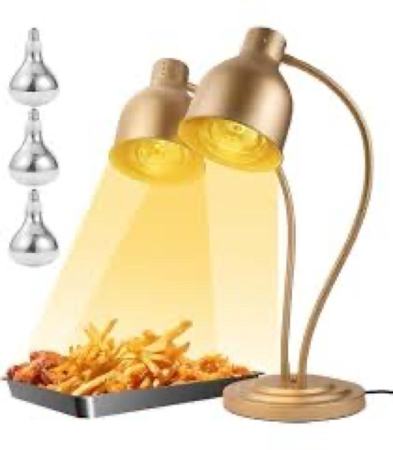 Food Heat Lamp, Heating Lamp with Flexible Arm, 250W Bulb x 3-5000 Hours Rated, Commercial Food Warm