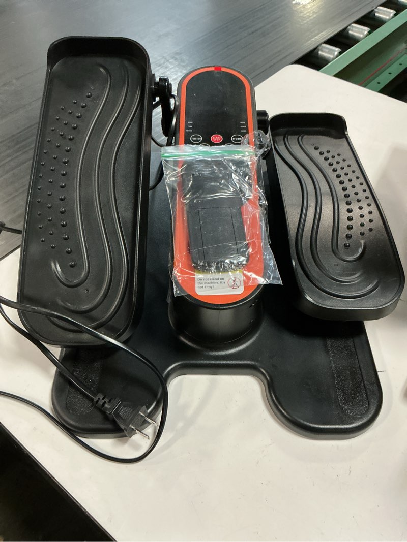 Condition photo showing As Is for mini under desk elliptical low impact electric leg exerciser as seen on tv while sitting for seniors with non-slip mat quiet & portable for home and office