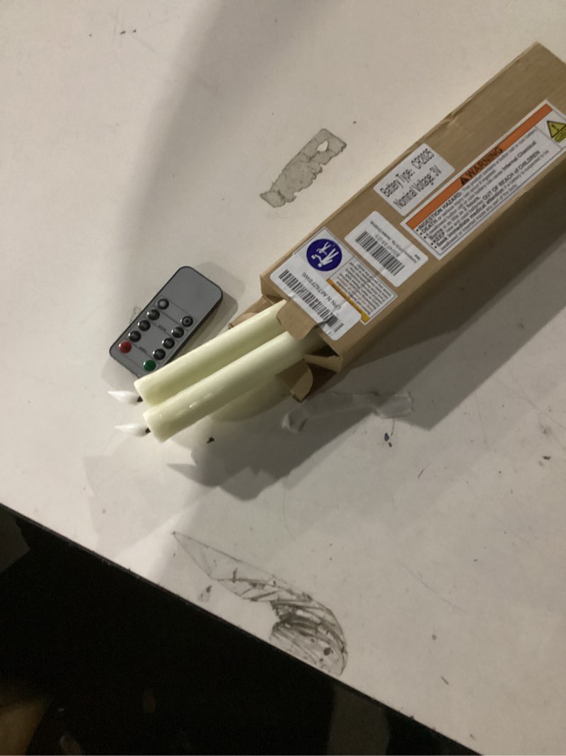 Condition photo showing Good Condition for Homemory 2 PCS Flameless Taper Candles with Remote and Timer, 9.6 inch Ivory LED Candle Sticks Battery Operated, Dripless Real Wax Window Candles with 3D Flickering Flame for Fireplace Christmas B-Ivory Candles