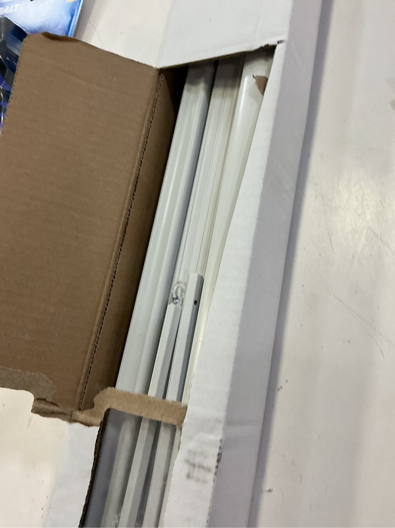 Condition photo showing As Is for project source light filtering 1-in slat width 47-in x 64-in cordless white vinyl light filtering mini-blinds