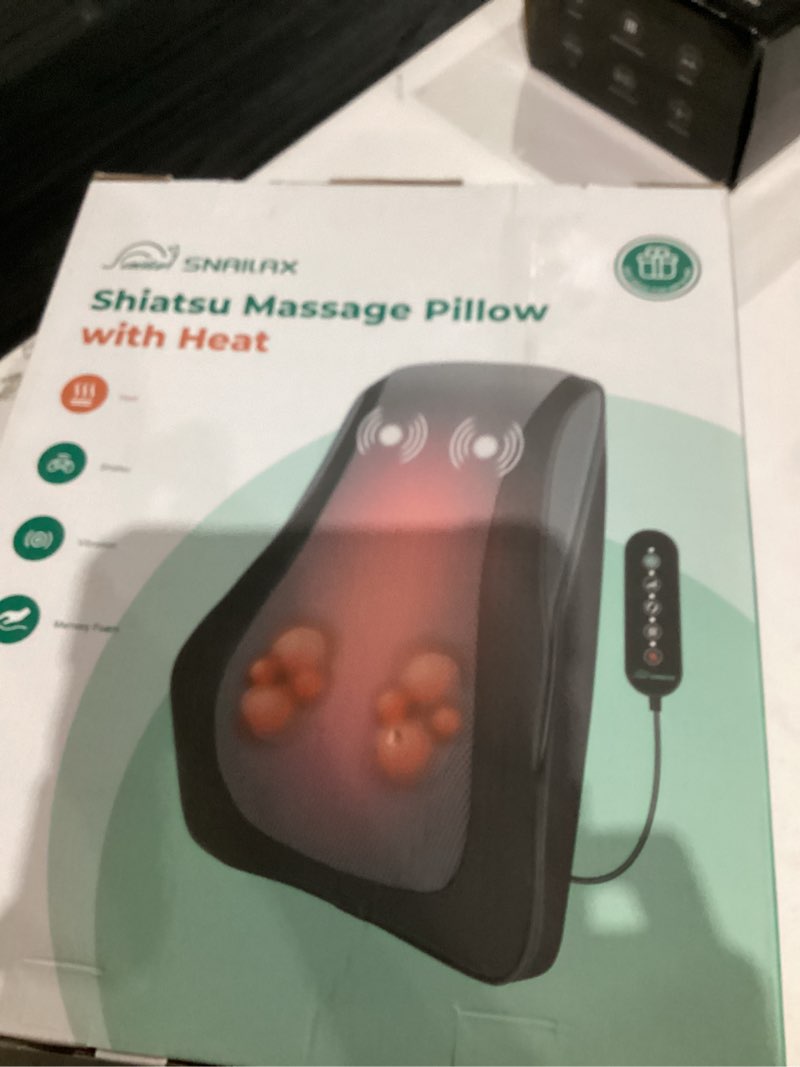 Condition photo showing As Is for Snailax Back Massager for Back Pain Deep Tissue, Shiatsu Lower Back Neck Massager with Heat, 3D Kneading Massage Pillow for Neck Shoulder Legs, Gifts for Mom, Dad, Women SL-128