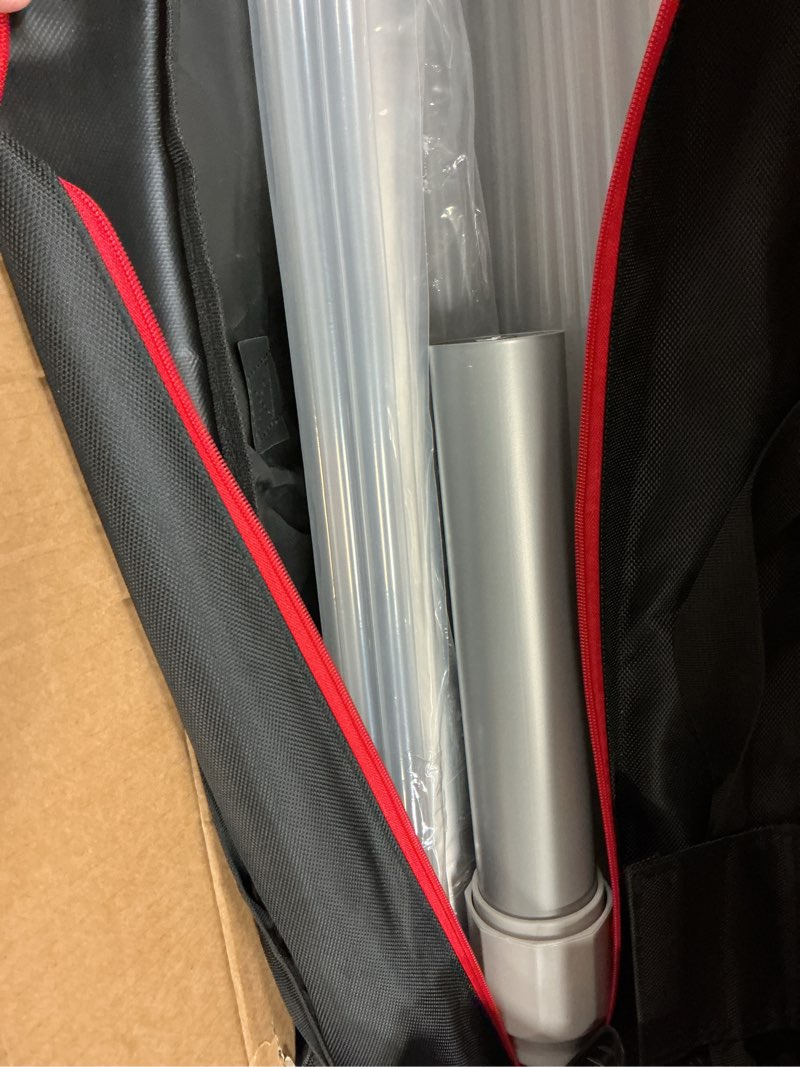 Condition photo showing As Is for 10x10ft pipe and drape backdrop stand, double crossbar, heavy duty adjustable background frame with metal base for parties photography wedding photoshoot decoration 10x10ft sliver
