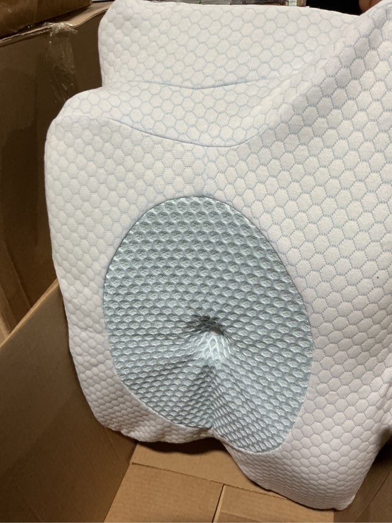 Condition photo showing Good Condition for sleep doctor approved cervical neck pillow sleeping, ergonomic contour side sleeper pillows adults, cooling orthopedic pillow pain relief support, memory foam back stomach sleepers blue, king blue king