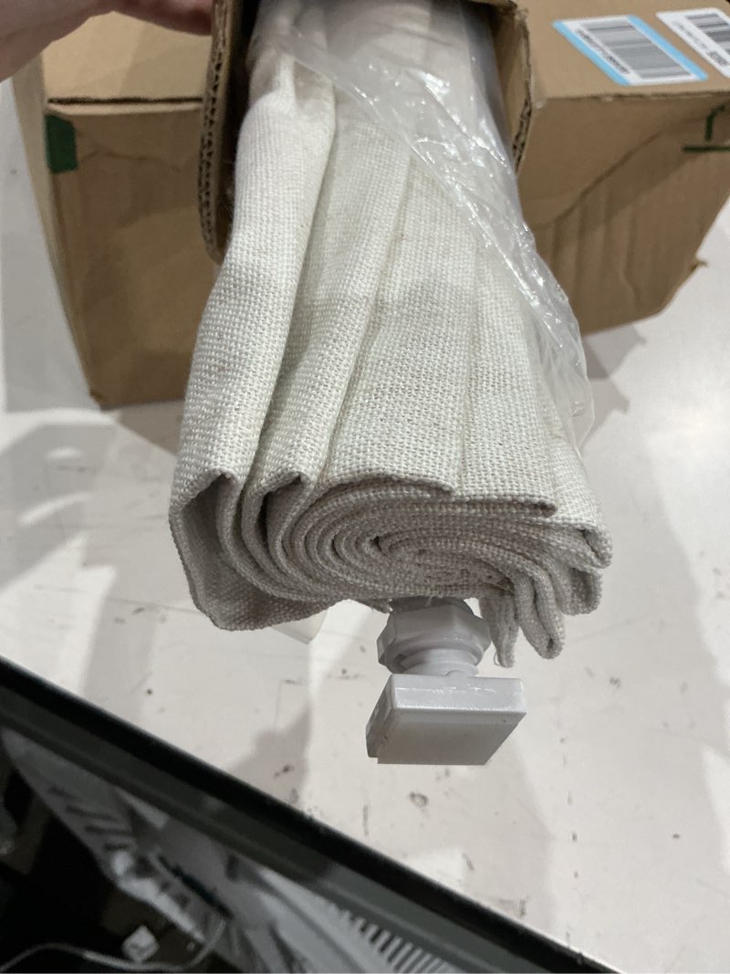 Condition photo showing As Is for lazblinds no tools no drill cordless roman shades for windows, blackout thermal insulated uv blocking window blinds, room darkening fabric blinds for indoor windows, 21'' w x 48'' h, off white blackout - off white 21" w x 48" h