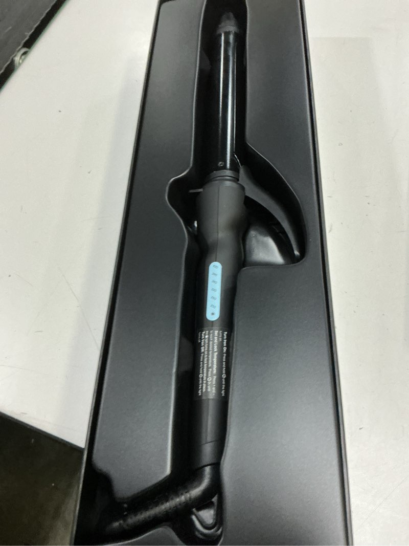 Condition photo showing As Is for bio ionic long barrel curling iron with moisture heat technology & nanoionic mx versatile curling wand - multiple barrel sizes for tight, classic, loose & soft curls 1.25 inch (loose curls) black