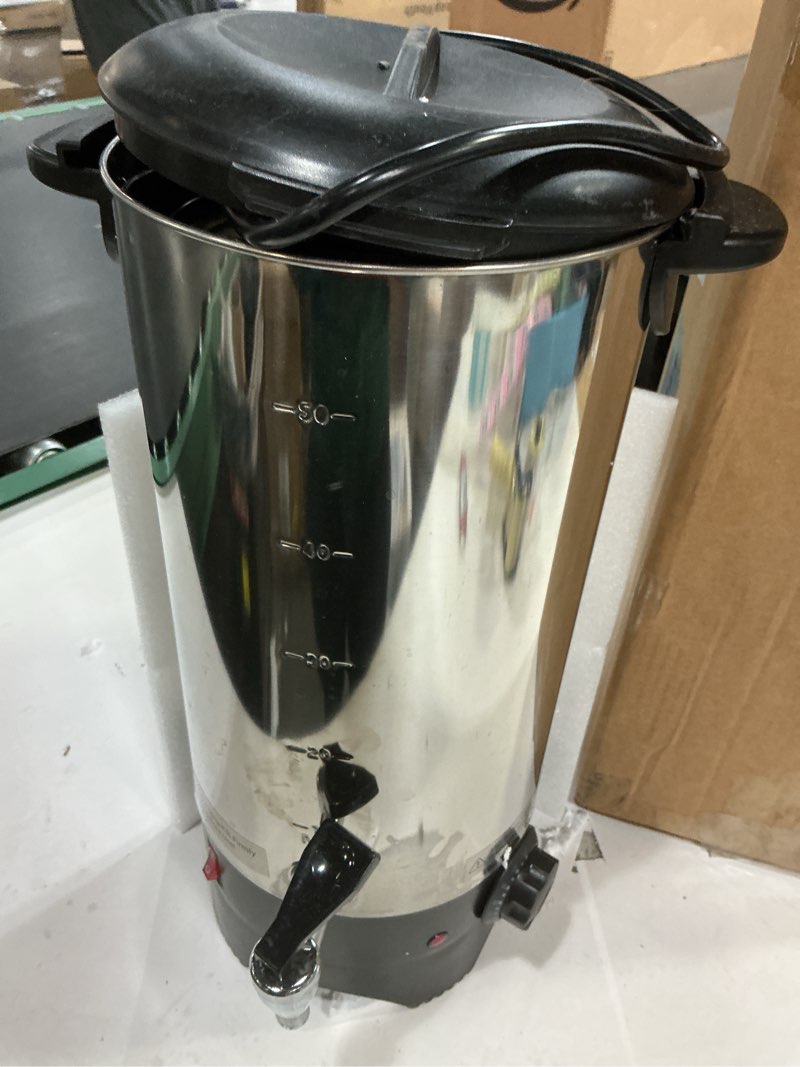 Condition photo showing As Is for Xeoca Commercial Coffee Urn, 50 Cup Coffee Maker and Hot Water Urn, 1500W Fast-Brewing Percolator for Business, Parties, Catering, and Large Gatherings (50 Cups)