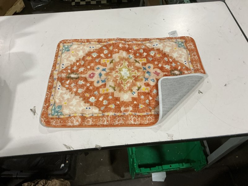Condition photo showing Good Condition for uphome boho tribal bathroom rugs orange cute floral bath mat non-slip machine washable small rug soft oriental bath mats for bathroom decor for sink shower doormat tub, 18x25 inch