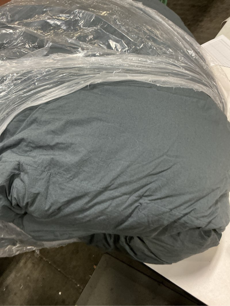 Condition photo showing As Is for cotton pintuck comforter, full/queen, nightfall