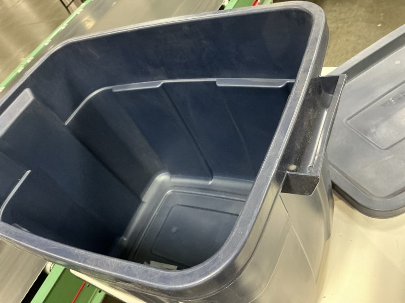 Condition photo showing As Is for roughneck storage tote, 18-gallons