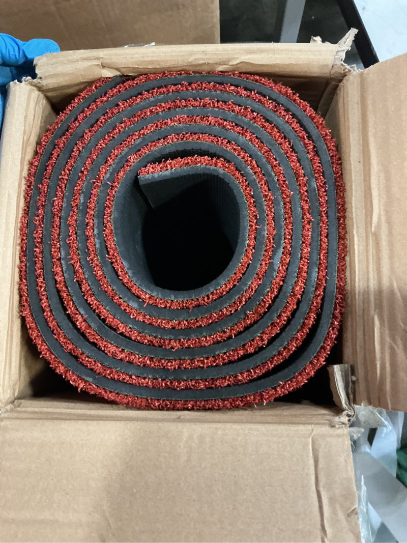Condition photo showing Good Condition for 10x3 ft softball pitching mat with mound - antifade turf, antislip foam backing - fastpitch equipment for softball and baseball pitchers practice-green/red ?green