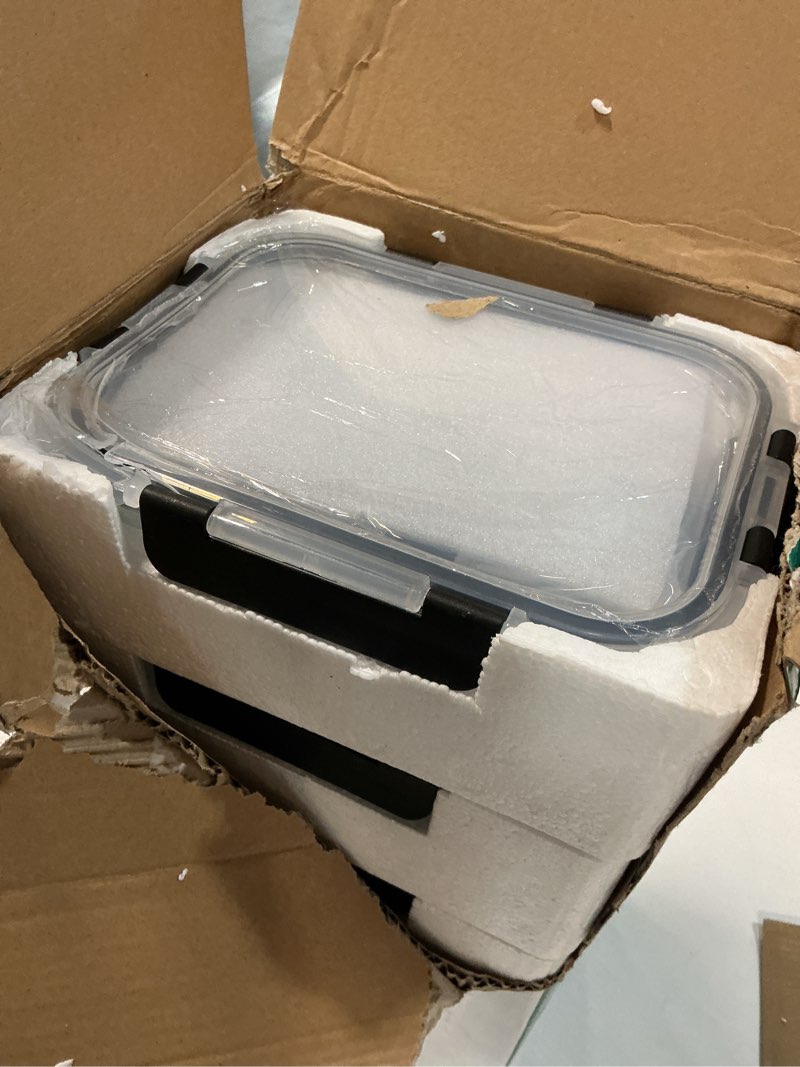 Condition photo showing New/Like New for HOMBERKING 10 Pack Borosilicate Glass Meal Prep Containers with Locking Lids, Glass Food Storage Containers Set, Airtight Lunch Bento Boxes, BPA-Free & Leak Proof, 36oz & 14oz, Freezer, Oven Safe Black 10 Pack