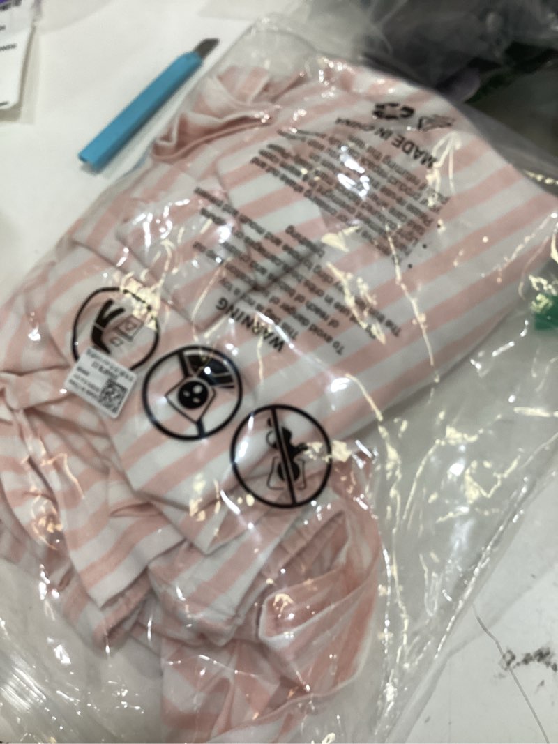 Condition photo showing Good Condition for womens striped pajamas set crewneck long sleeve short sets 2 piece oversized loose top striped lounge set sleepwear