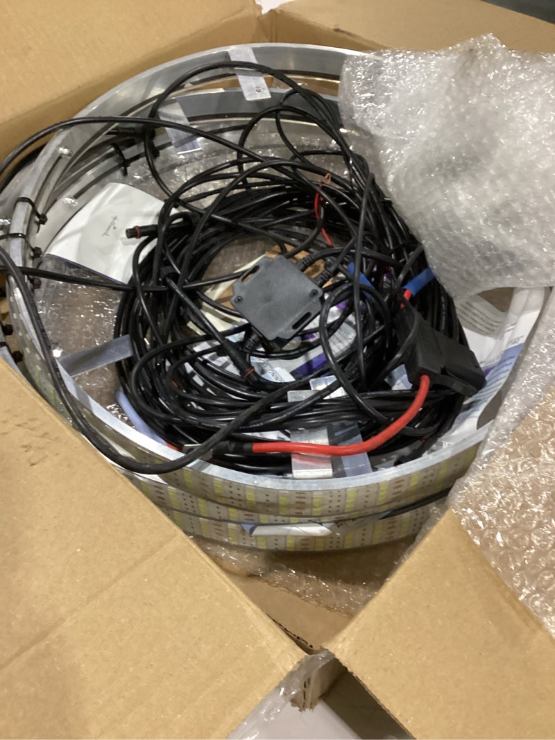 Condition photo showing As Is for not tested sdo 15.5\" quad row pure white rim lights flashing/breathe led illuminated wheel ring light high intensity cold white tire light for car truck vehical switch/remote ctrl(15.5'')