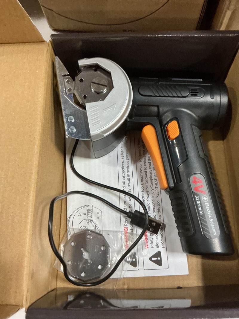 Condition photo showing Good Condition for 2026 Upgraded Cordless Electric Scissors - Larger 1.84" Tungsten Blade, Wider Opening, 320 RPM, 1/3" Max Thickness, 3-Speed & LED Display, Cardboard Cutter Designed for Cardboard box, Black 4V-320RPM (2 Blades-1.84" included)