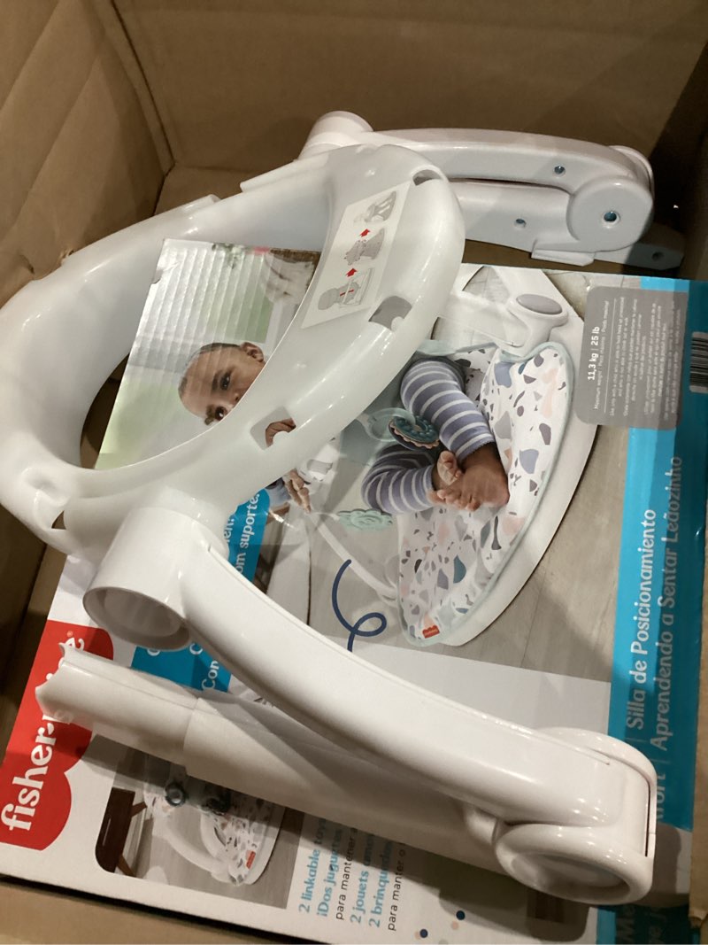 Condition photo showing As Is for Fisher-Price Portable Baby Chair Sit-Me-Up Floor Seat With Developmental Toys & Machine Washable Seat Pad, Pacific Pebble 1 Count Pacific Pebble